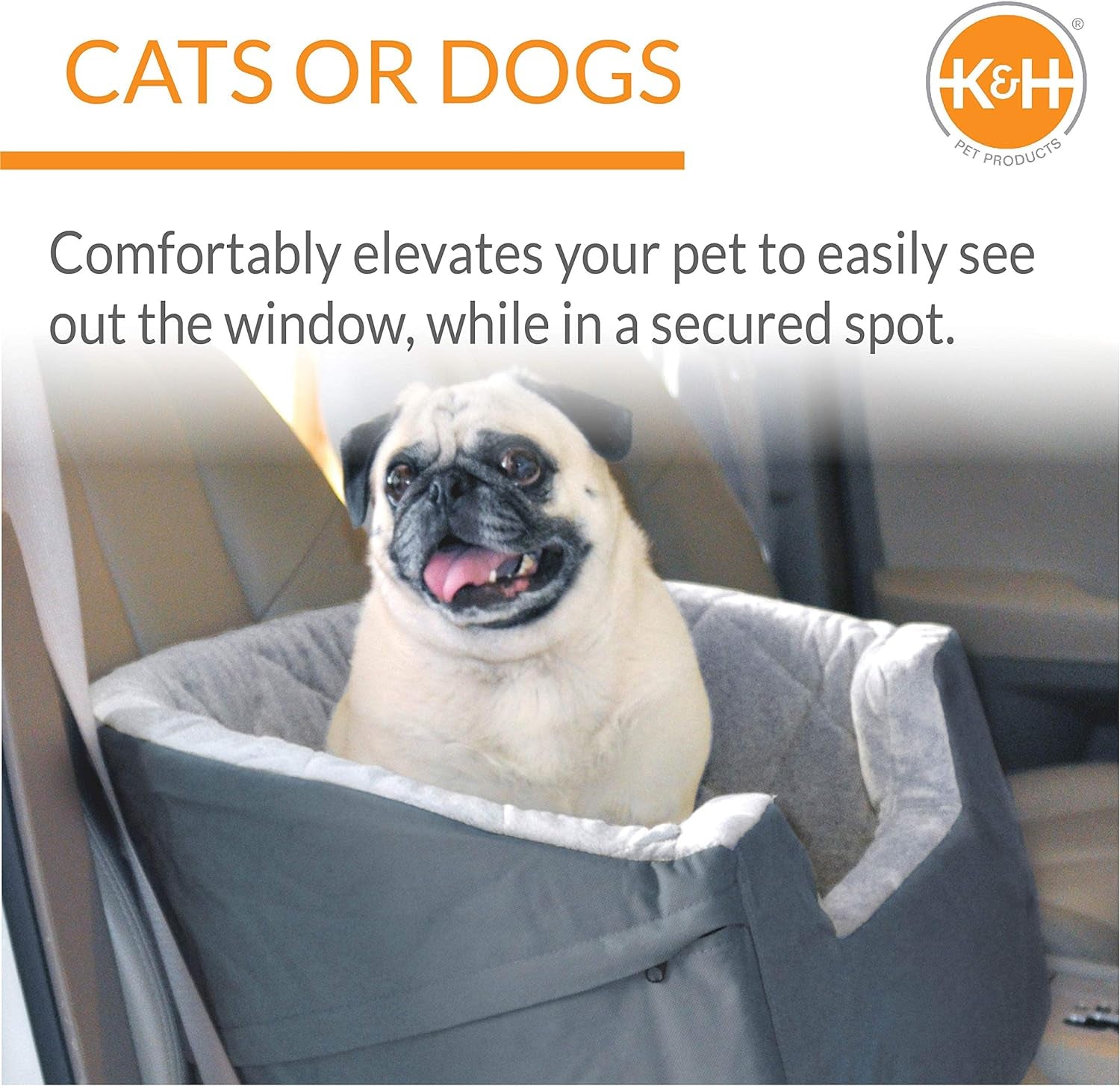 KH Mfg Bucket Booster Pet Seat Small Gray