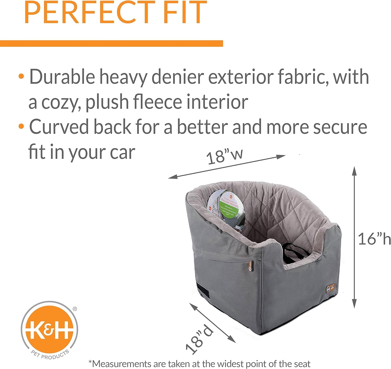 KH Mfg Bucket Booster Pet Seat Small Gray