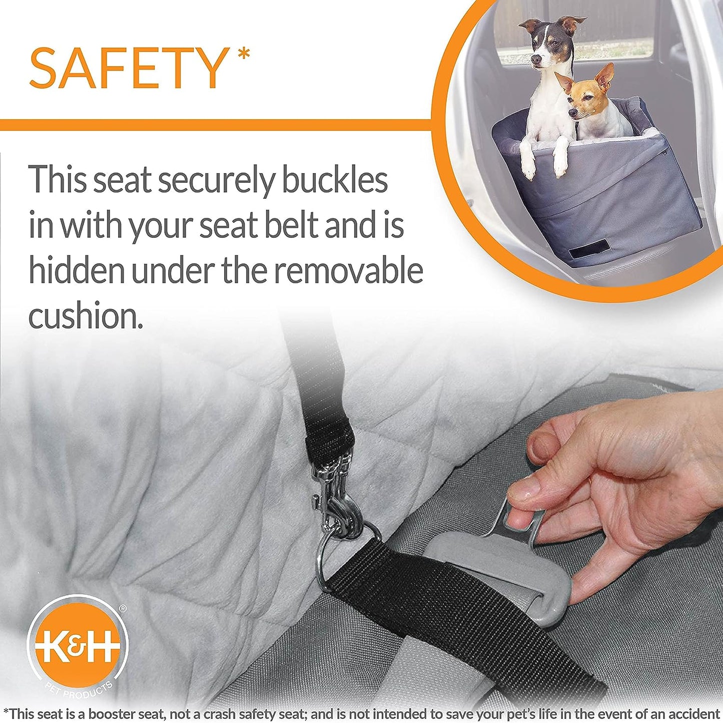 KH Mfg Bucket Booster Pet Seat Small Gray